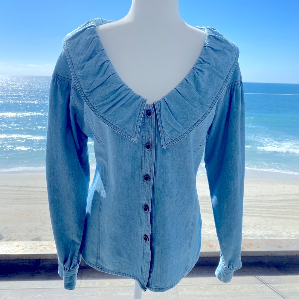 Unique, Vintage Blue Denim Top.
